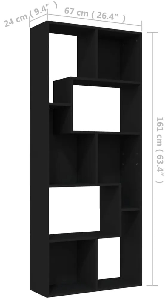 Estante 67x24x161 cm contraplacado preto