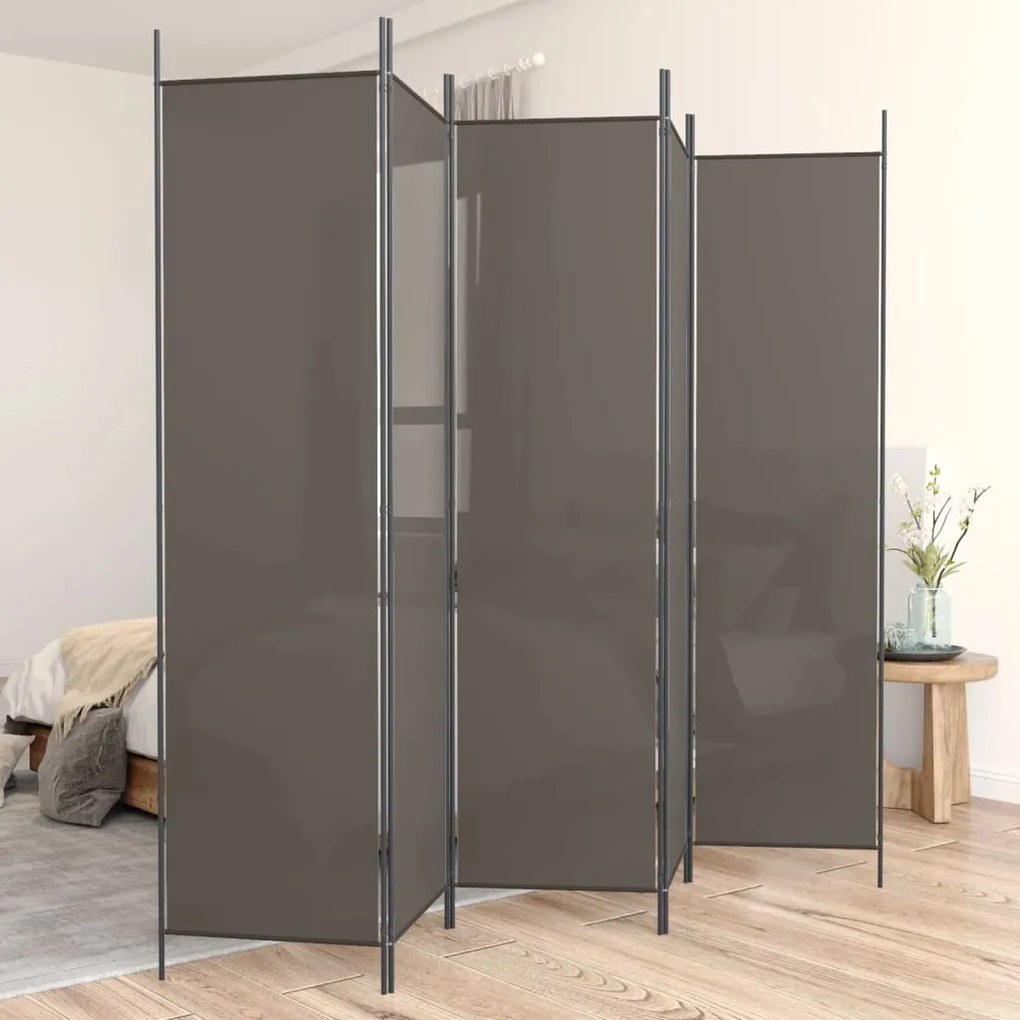 350204 vidaXL Divisória/biombo com 5 painéis 250x220 cm tecido antracite