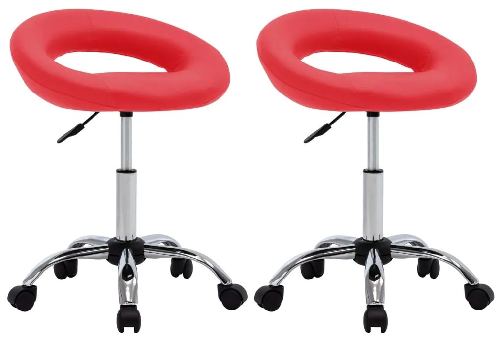 vidaXL Cadeiras de jantar giratórias 2 pcs couro artificial vermelho
