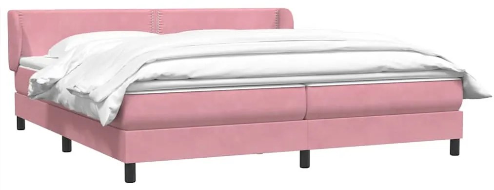 Cama com molas colchões 200x210 cm veludo rosa