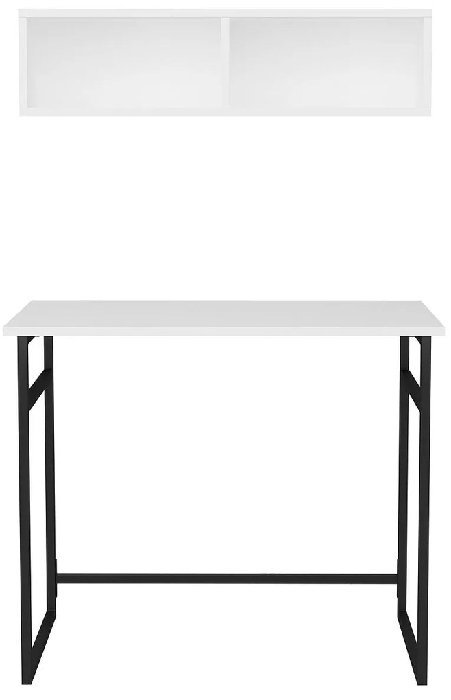 Secretária de Estudo Hussum - Preto e Branco - 90x60x75 cm