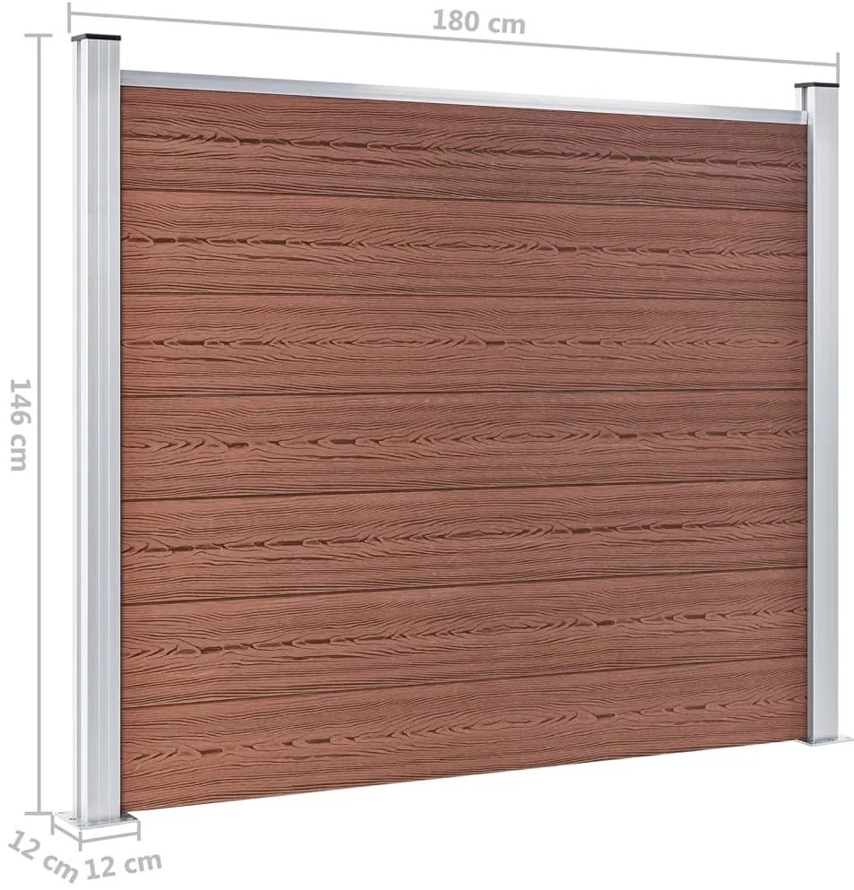 Conjunto painel de cerca 699x146 cm WPC castanho