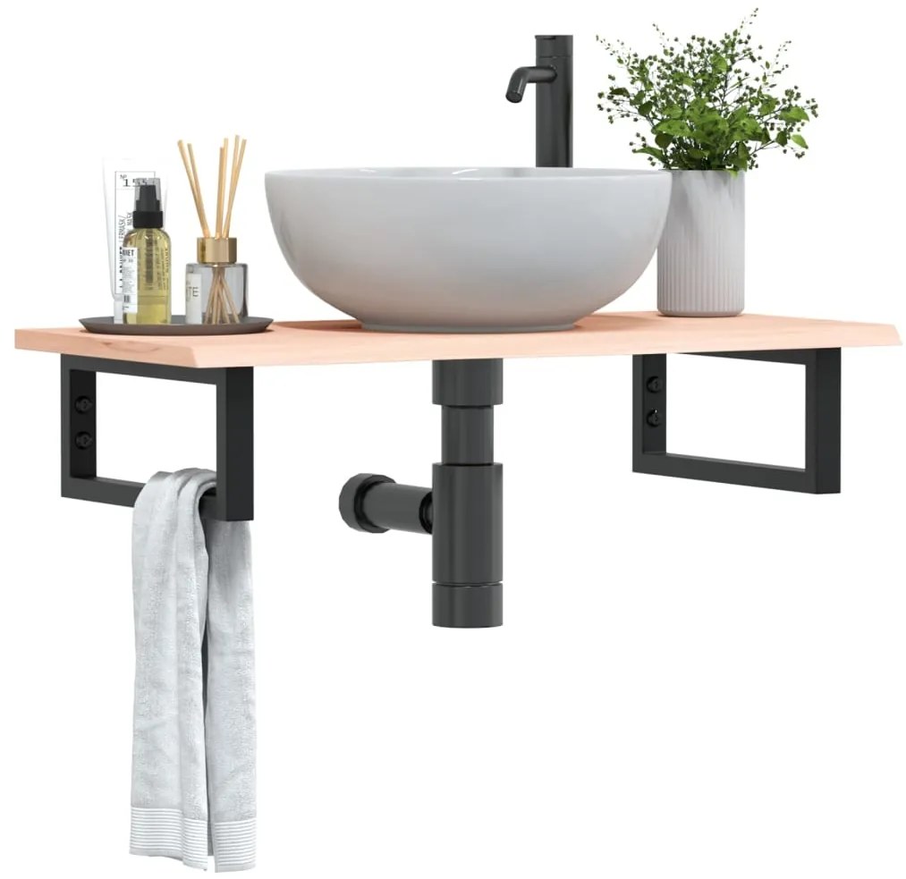 vidaXL Prateleira de parede p/ lavatório aço/madeira carvalho maciça