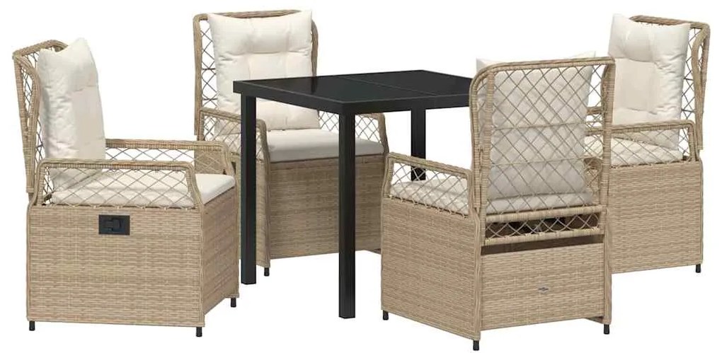 Conjunto de Jantar de Jardim com 5 Peças Bege Rattan Sintético