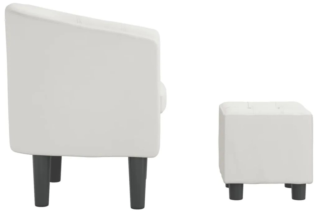 Poltrona com apoio de pés couro artificial branco