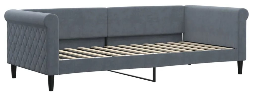 Sofá-cama c/ gavetão e gavetas 90x200 cm veludo cinzento-escuro