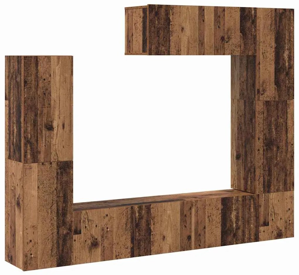 Conjunto de Estante para TV de 7 Peças, Montada na Parede, Madeira Ant