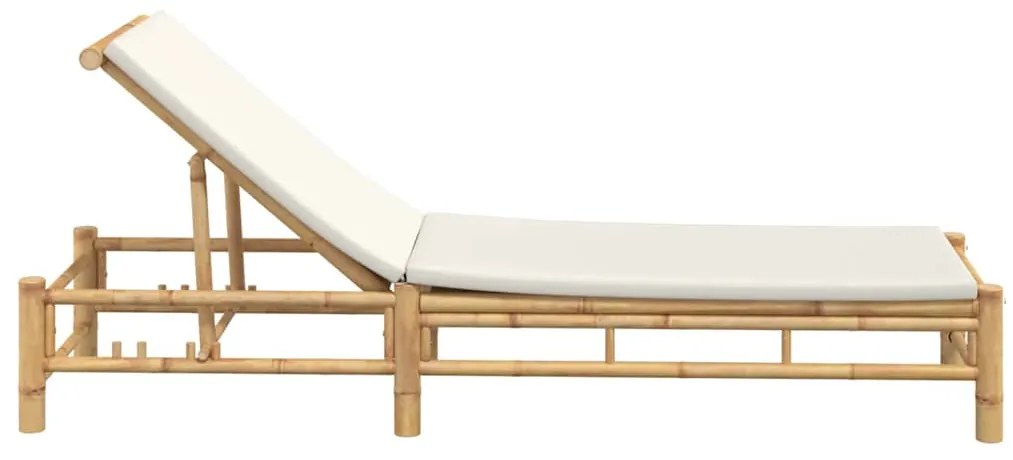 Espreguiçadeira c/ almofadões 55x199x30 cm bambu