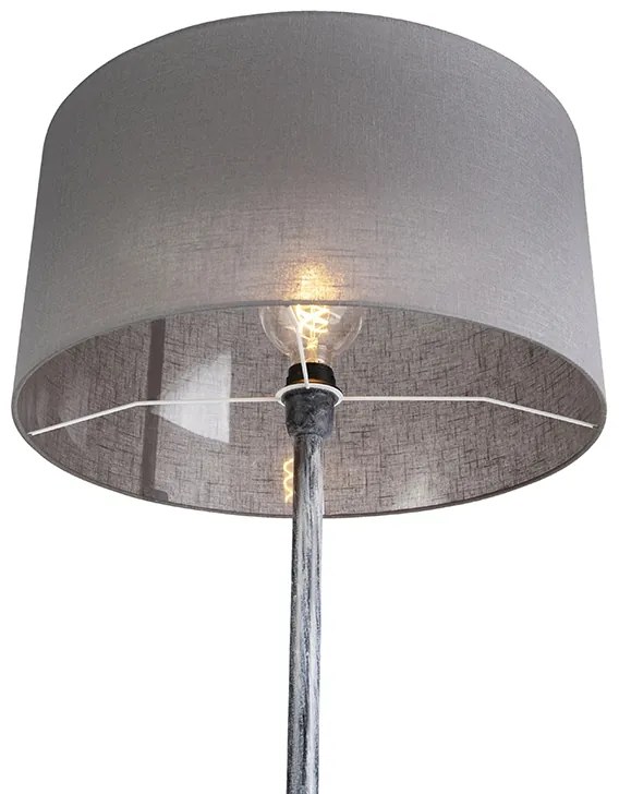 Candeeiro de pé cinzento com abajur cinzento 50 cm - Simplo Country / Rústico