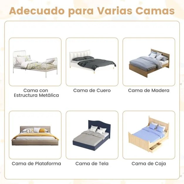 Grade segurança Bebes para camas dobrável de 152 CM com correia de segurança ajustável universal para camas de solteiro ou de casal Cinzenta