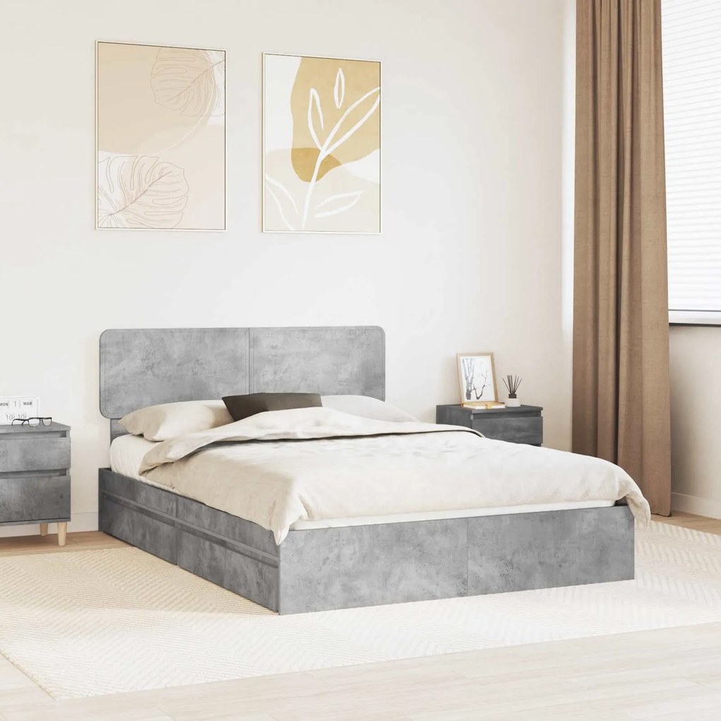 vidaXL Cama com Armazenamento Cinzento 140 x 190 cm Madeira processada
