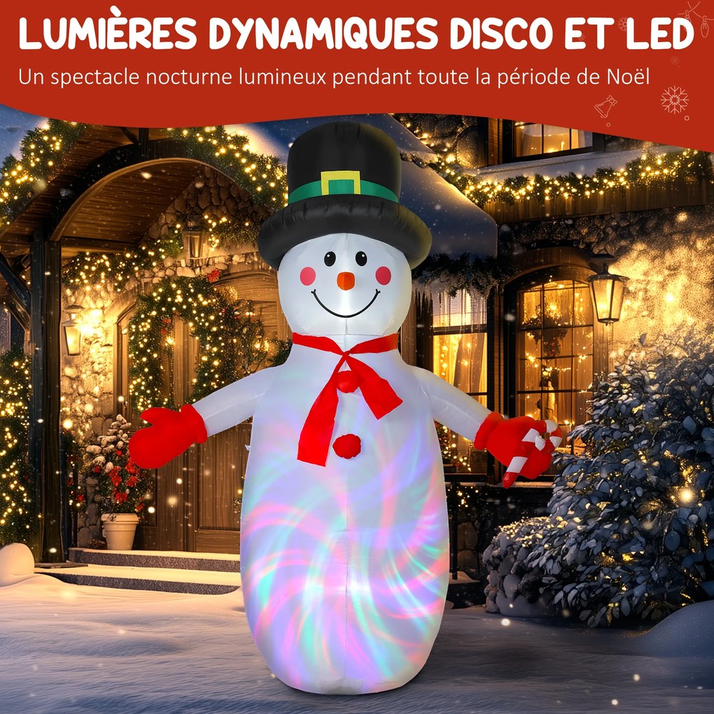 Boneco de neve insuflável de Natal 177 x 78 x 240 cm decoração insuflável de Natal com luzes LED, multicolorido