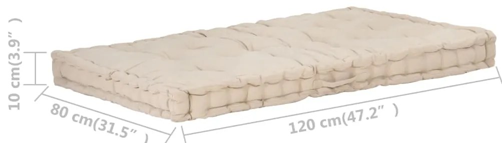 Almofadão p/ móveis de paletes algodão 120x80x10 cm bege