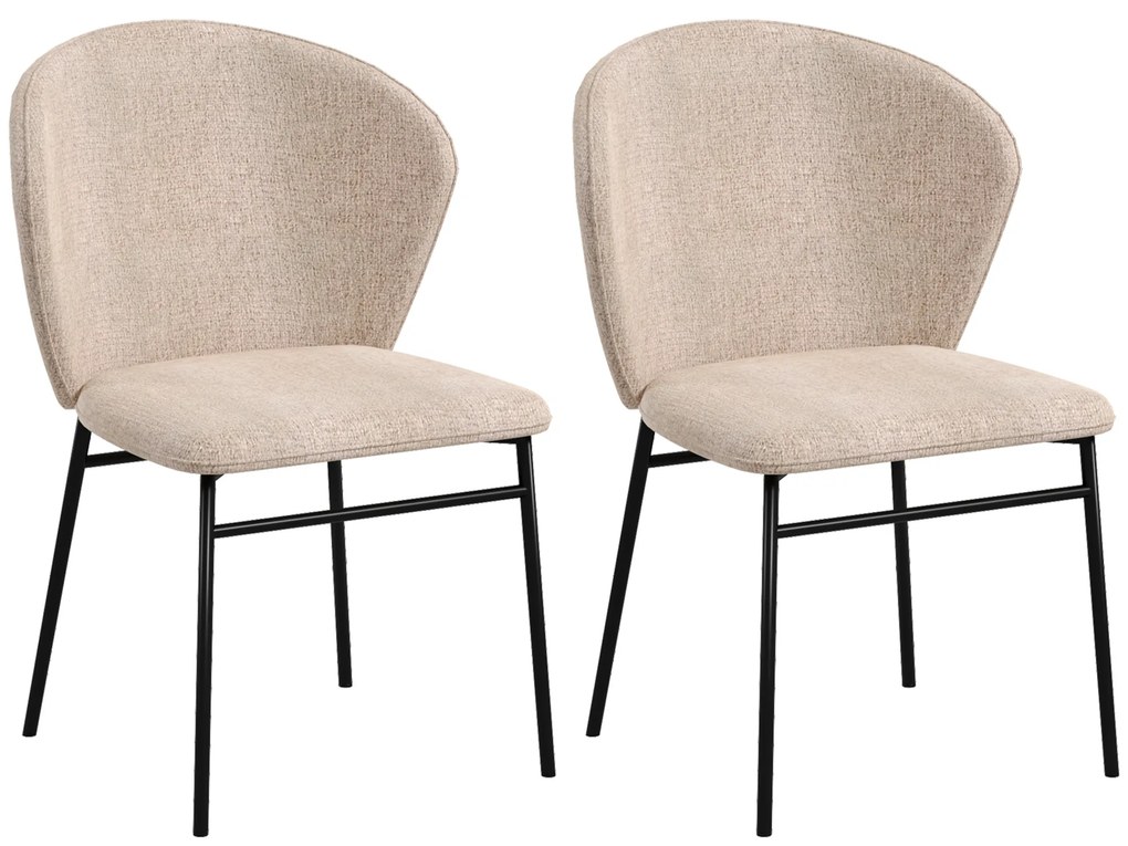 HOMCOM Conjunto de 2 Cadeiras para Sala de Jantar Cadeiras de Jantar Assento Acolchoado em Tecido com Aspeto de Linho Marrom Claro | Aosom Portugal