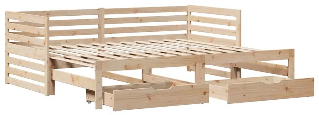 Sofá-cama com gavetas 90x200 cm madeira de pinho maciça
