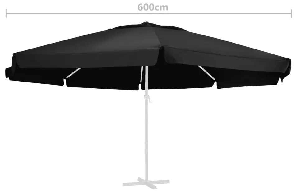 Tecido de substituição p/ guarda-sol exterior 610 cm preto
