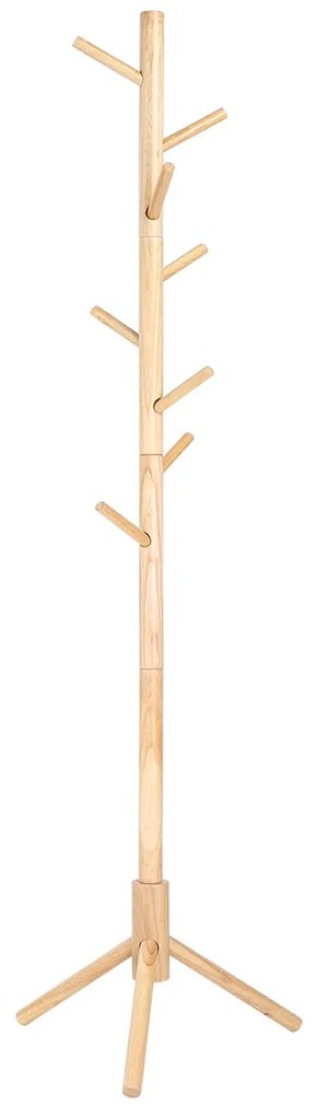 Cabideiro de pé VASAGLE, cabideiro de madeira maciça, cabideiro em formato de árvore com 8 ganchos, 3 opções de altura, para roupas, chapéus, bolsas, para sala de estar, quarto, escritório doméstico, natural RCR004N01
