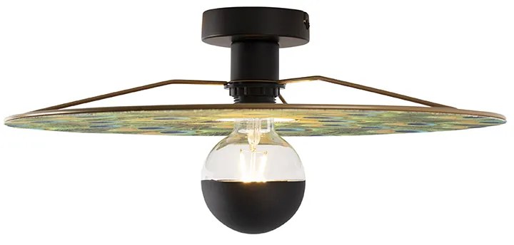 Candeeiro de teto preto com abajur plano design de pavão 45 cm - Combi Moderno