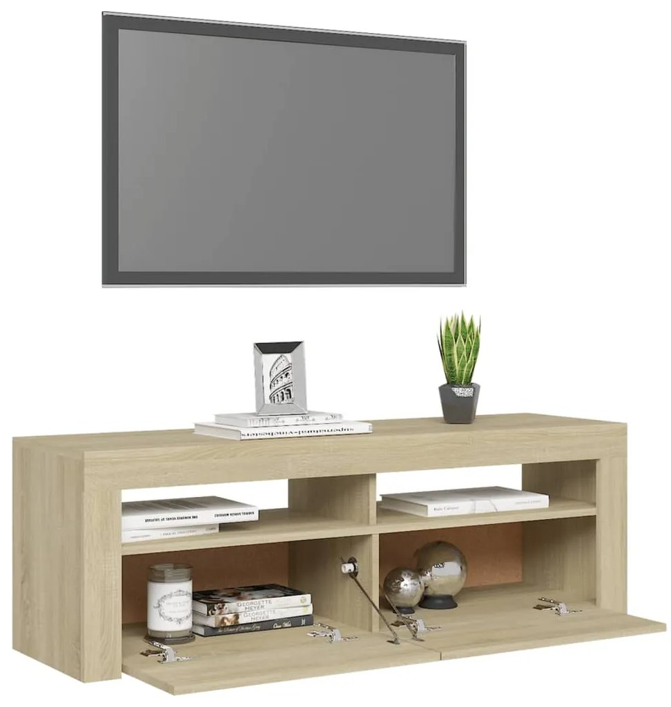 Móvel de TV com luzes LED 120x35x40 cm carvalho sonoma