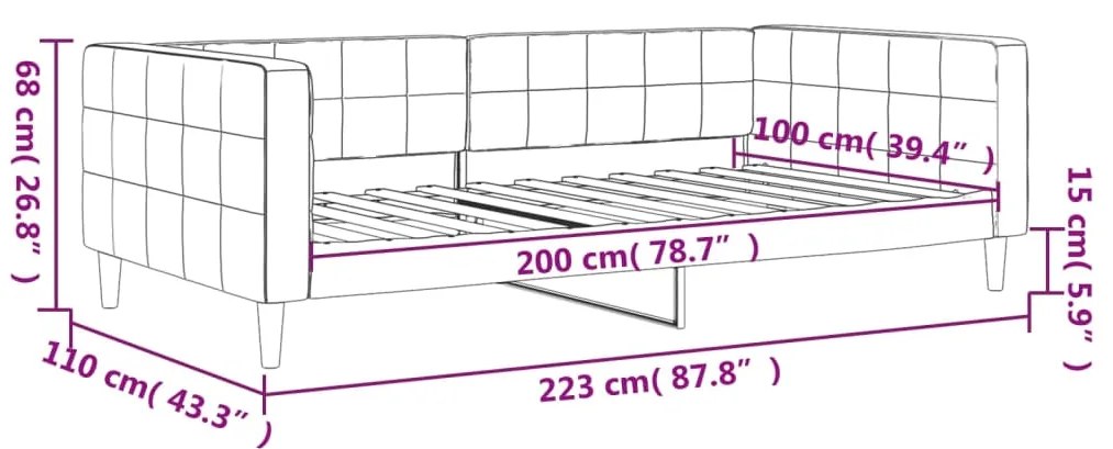 Sofá-cama 100x200 cm veludo rosa