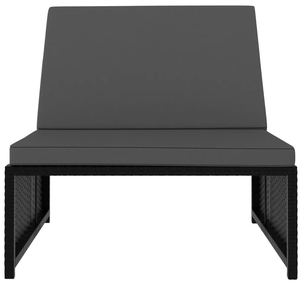 Espreguiçadeiras com mesa 2 pcs vime PE preto