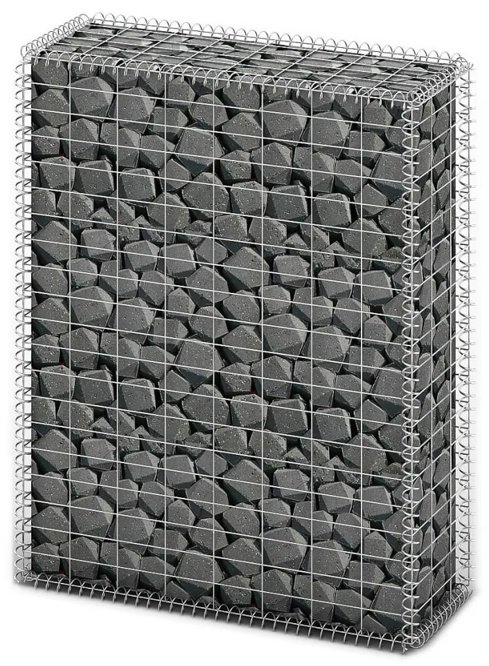 141040 vidaXL Cesto gabião arame galvanizado 100 x 80 x 30 cm