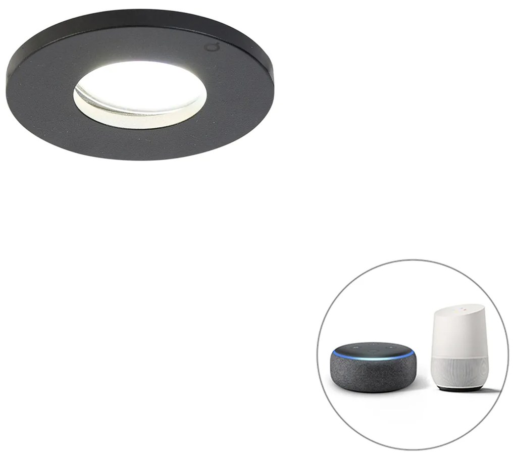 LED Foco de teto para casa de banho inteligente preto com Wi-Fi GU10 - Shed Moderno