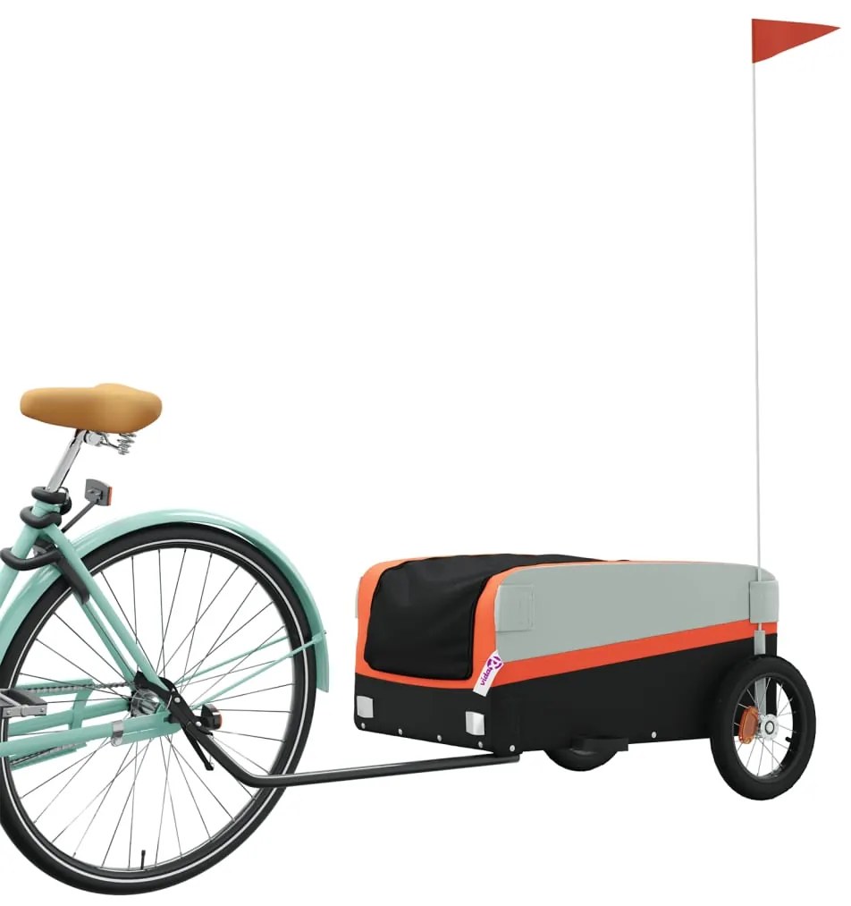 Reboque para bicicleta 30 kg ferro preto e laranja