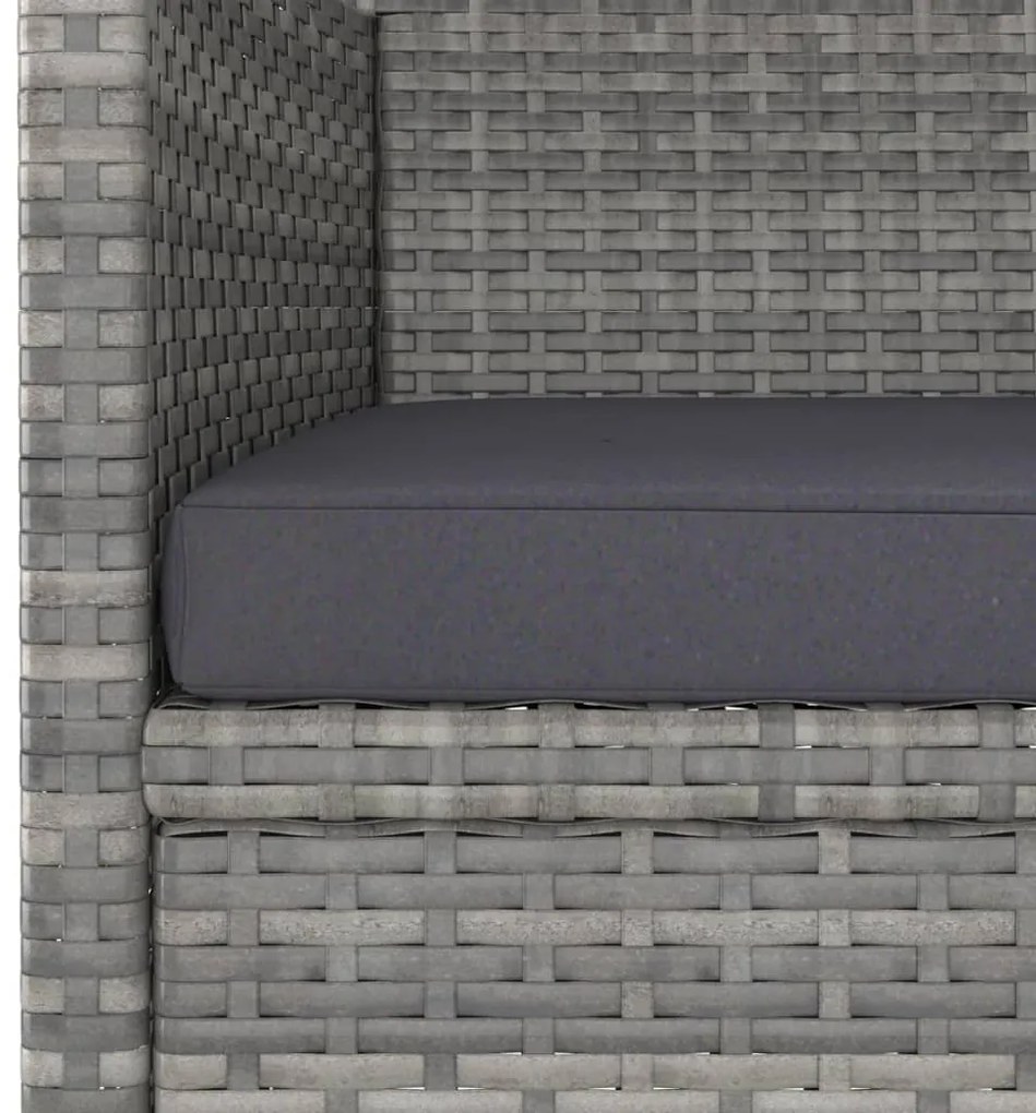 4 pcs conjunto de cadeiras e bancos de jardim vime PE cinzento