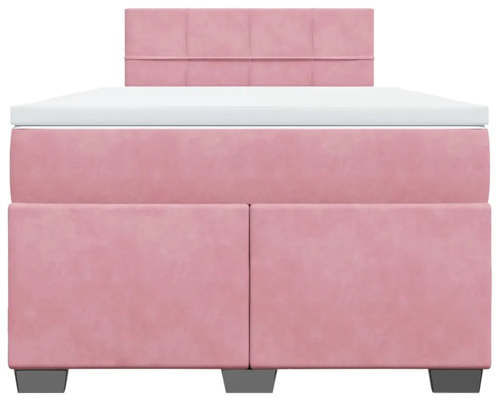 Cama boxspring com colchão 120x190 cm veludo rosa