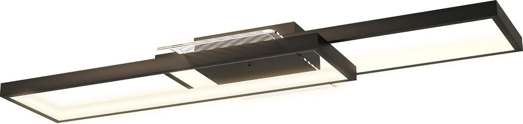 Candeeiro de teto LED 70 x 30 cm retangular de 43 W, luminária de teto 3000-6000 K, 4600 LM, comando à distância, preto