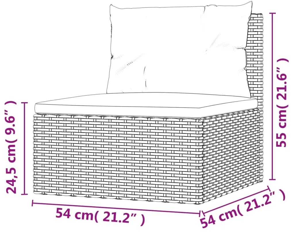 7 pcs conjunto lounge de jardim c/ almofadões vime PE cinzento