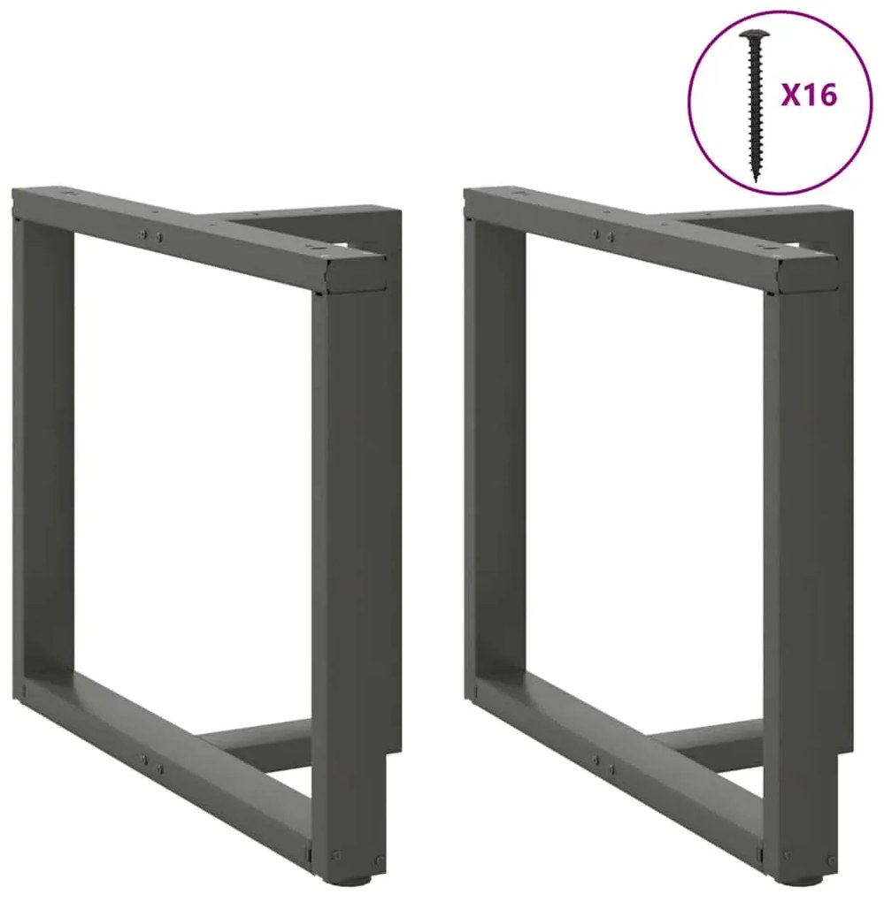 Pés para mesa de jantar em forma de T, 2 peças, antracite, 90x35x(72-7