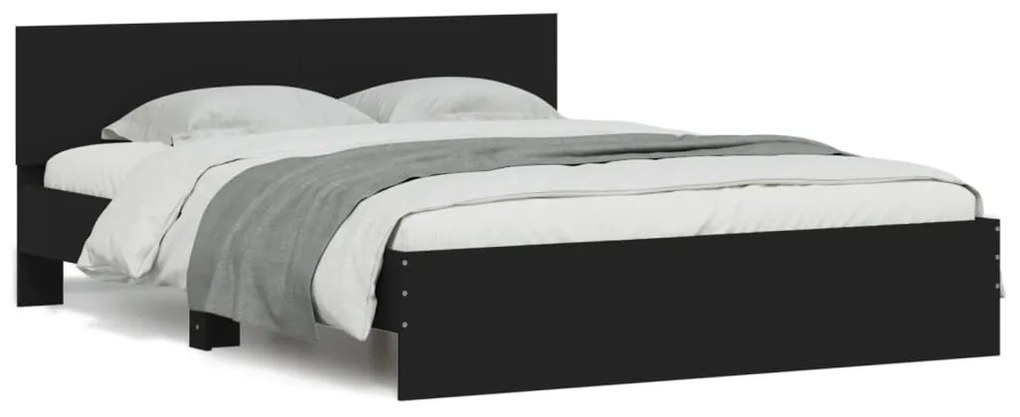 Estrutura de cama com LED sem colchão 150x200 cm preto