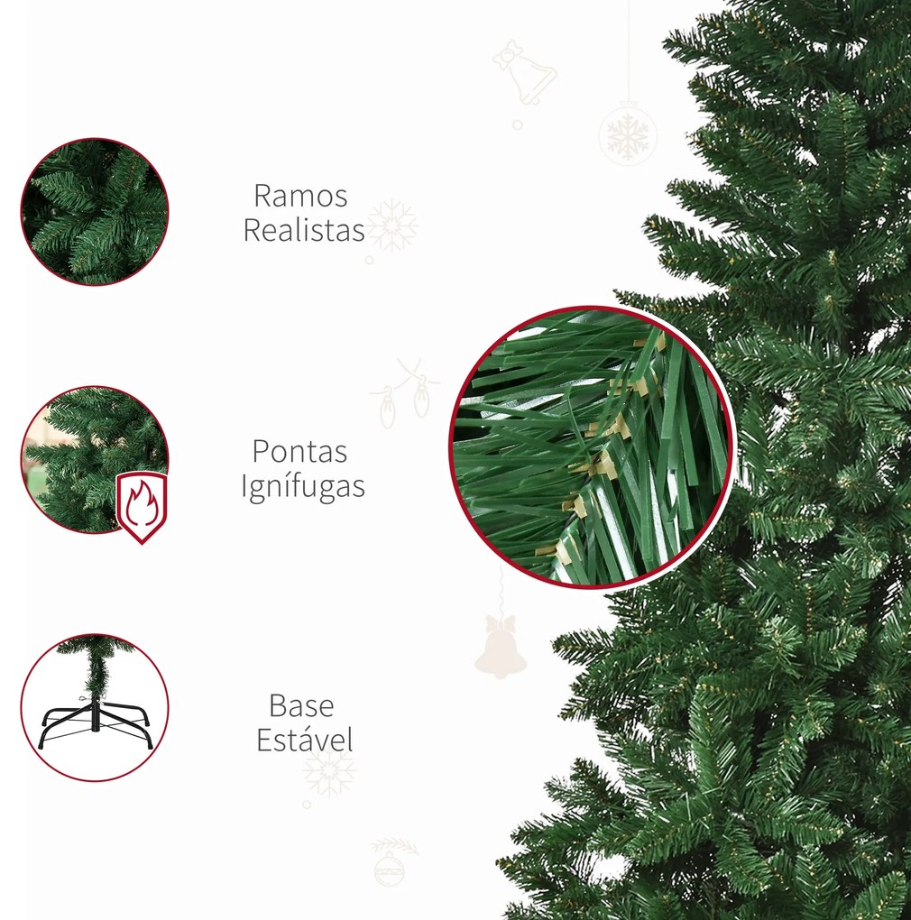 HOMCOM Árvore de Natal Artificial 150cm Ignífuga com 454 Ramas com 2 T