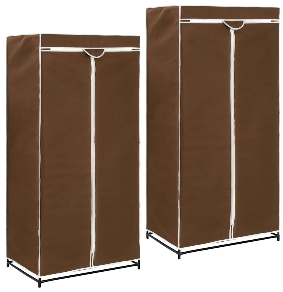 282442 vidaXL Roupeiros 2 pcs 75x50x160 cm castanho