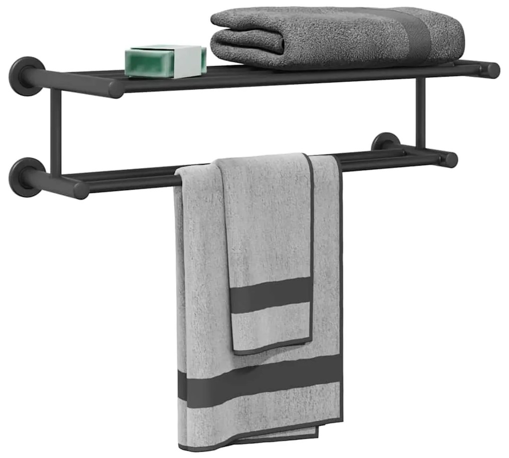 Suporte de Toalha Preto 61 x 23 x 17 cm Aço inoxidável