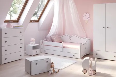 Cama infantil Emma 160x80 cinza/branco - colchão e estrado incluído