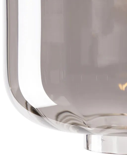 Candeeiro de teto design preto com vidro fumê - Qara