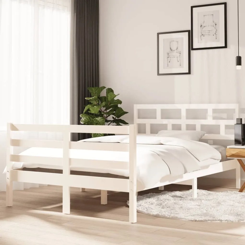3101279 vidaXL Estrutura de cama 120x200 cm madeira de pinho maciça branco
