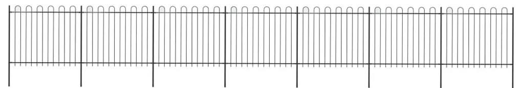 Cerca de jardim com topo em aros 11,9x1,5 m aço preto