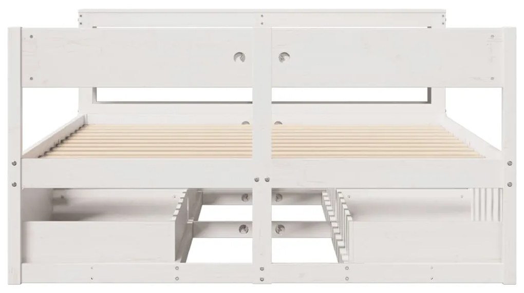 Cama sem colchão 135x190 cm madeira de pinho maciça branco