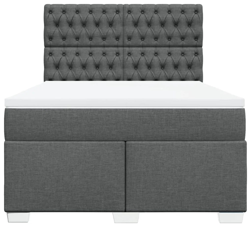 Cama com molas/colchão 160x200 cm tecido cinzento-escuro