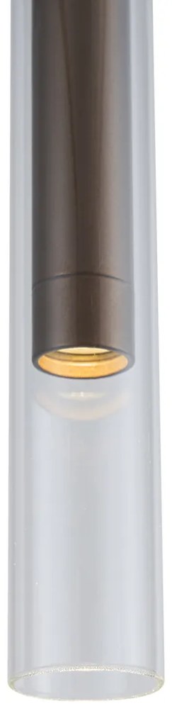 Foco moderno bronze escuro com vidro transparente para sistema de calha monofásico - Slimline Loyce