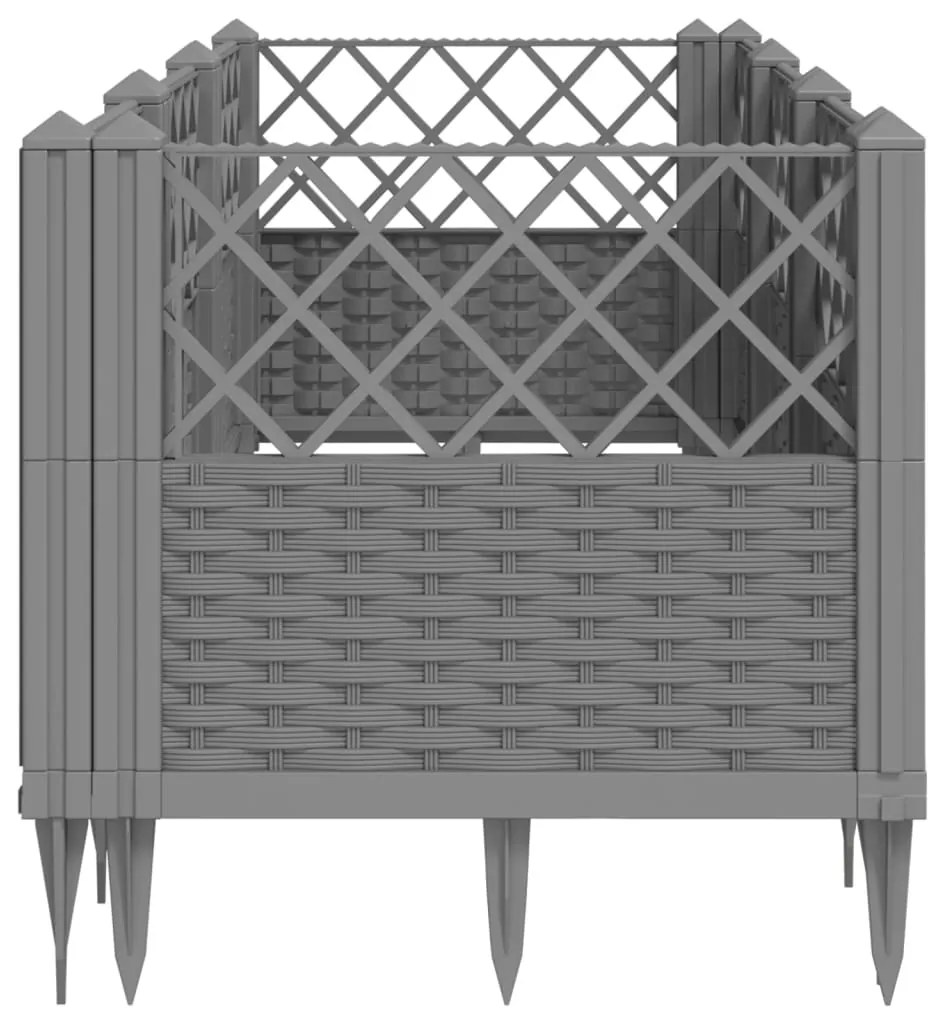 Vaso/floreira jardim c/ estacas 123,5x43,5x43,5 cm cinza-claro