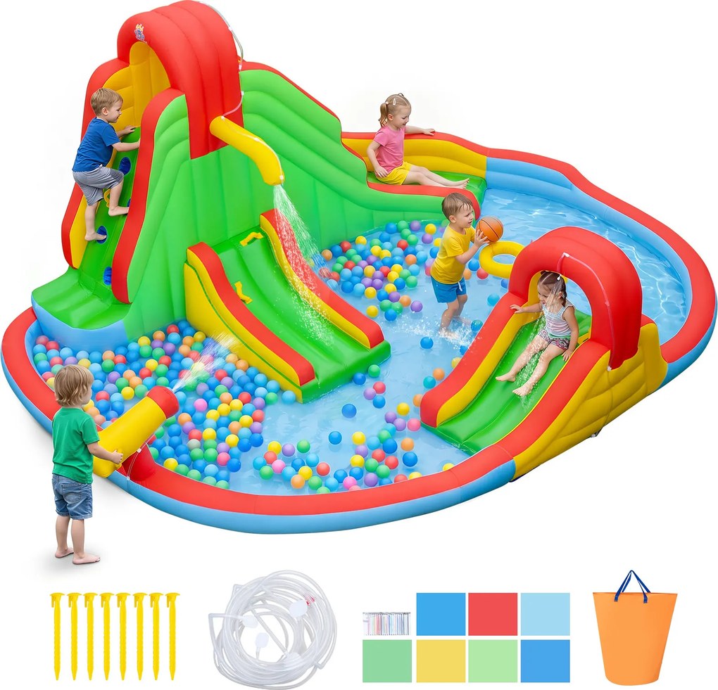 Castelo Insuflável Infantil, 511 x 400 x 240 cm, 3 Escorregas (SEM SOPRADOR), Multicolor