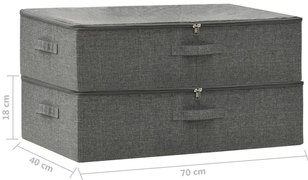 Caixas de arrumação 2 pcs tecido 70x40x18 cm antracite