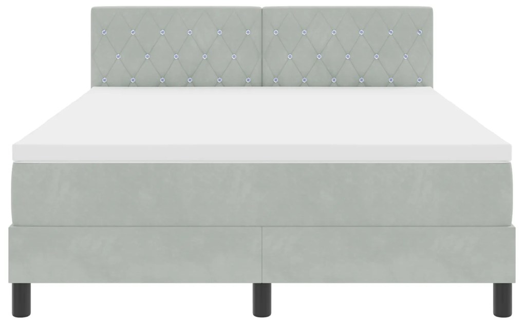 Cama Box Spring com Colchão VidaXL Cinza Claro 160x200 cm Veludo