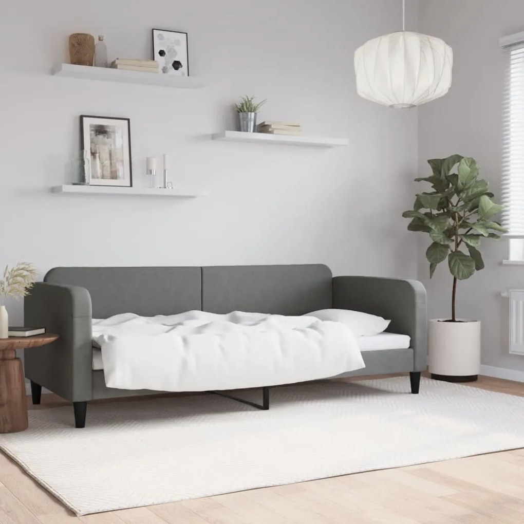 Sofá-cama 80x200 cm tecido cinzento-escuro