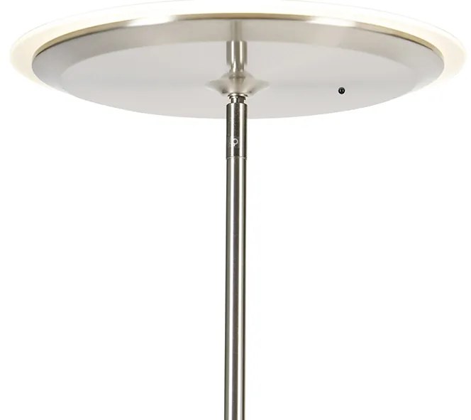 Candeeiro de pé moderno em aço com LED regulável e braço de leitura - Strela